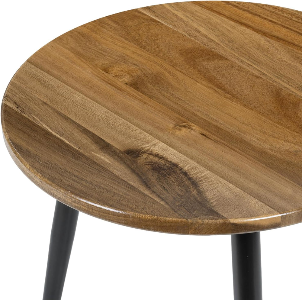 MyGift 20.5 Inch Mid Century Round End Table, Premium Acacia Solid Wood Accen...