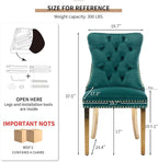 Mid Century Modern Dining Chairs Set of 4, Green Velvet Upholstered Tufted Back, Kitchen & Dining Room Chairs, Gold Metal Legs, Nailhead Trim, Sillas para Comedor (Green, 4 Pcs)