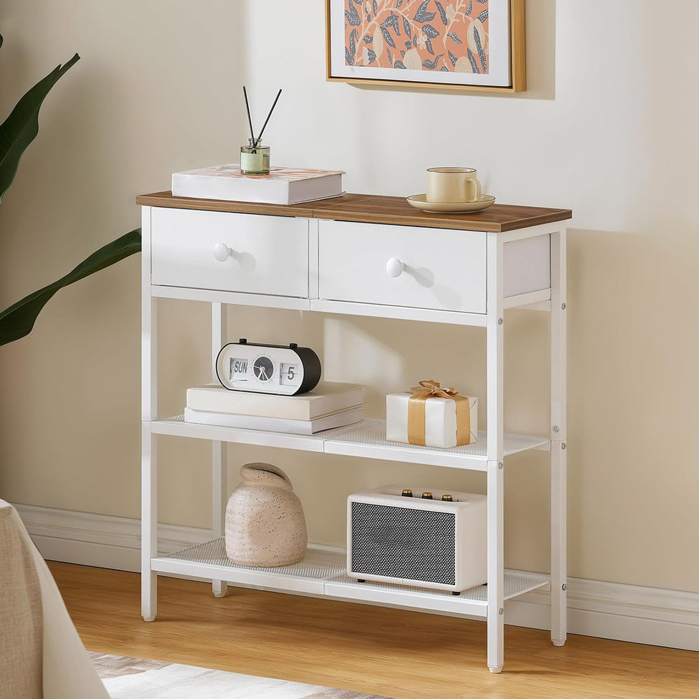 HOOBRO 29.5" Narrow Console Table with 2 Fabric Drawers, Sofa Table, Sma...