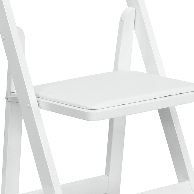 Flash Furniture HERCULES Series White Wood Folding Chair with Vinyl Padded Seat