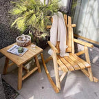 DJL Outdoor Rocking Chairs Set of 2 Wooden Rocker Outside Patio Lawn Log Furniture Living Room Porch Comfy Beach Balcony, Heavy Duty, Lightly Toasted