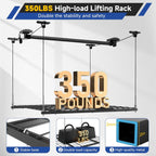 GADFISH Garage Ceiling Lift Storage Rack, Easy Lifting 85" Height 4x4 Ft Overhead Garage Storage Rack for Space Saving with Safety Lock, Suitable for 16"/24" Ceiling, 350LBS Capacity