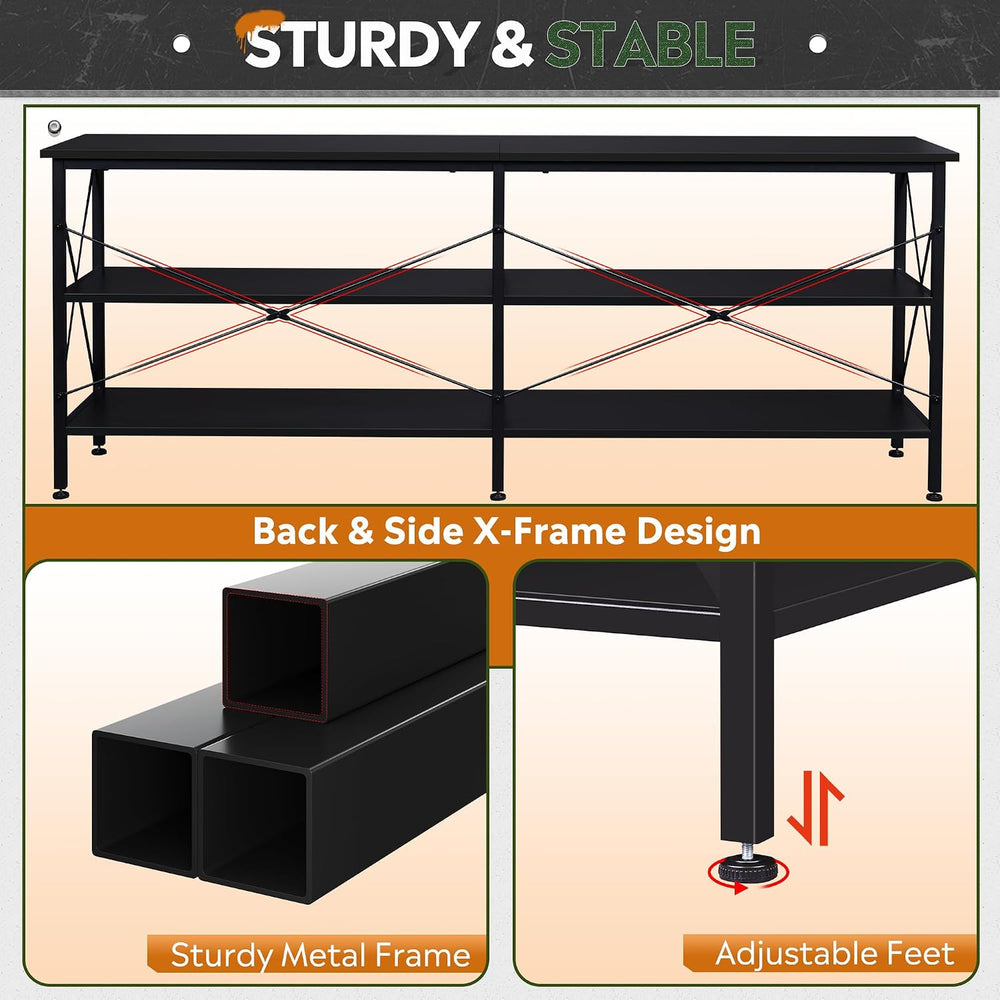 WLIVE TV Stand up to 70 Inch TV, 63" Entertainment Center, Black | TV Me...