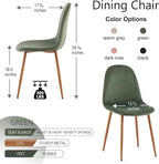Set of 4 Dining Chairs Upholstered Green Velvet Living Room Chair with Backrest, Modern Mid-Century Home Kitchen Chairs Armless with Metal Legs for Dining Room, Retaurant