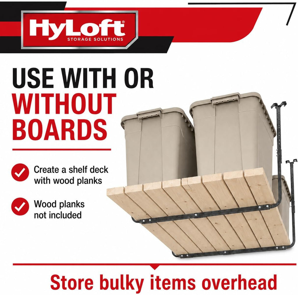 HyLoft Adjustable Garage Ceiling Mount Storage Rack Kit, Ceiling Shelving Mounts, 34 in. x 26 in., 80844-10, Hammertone