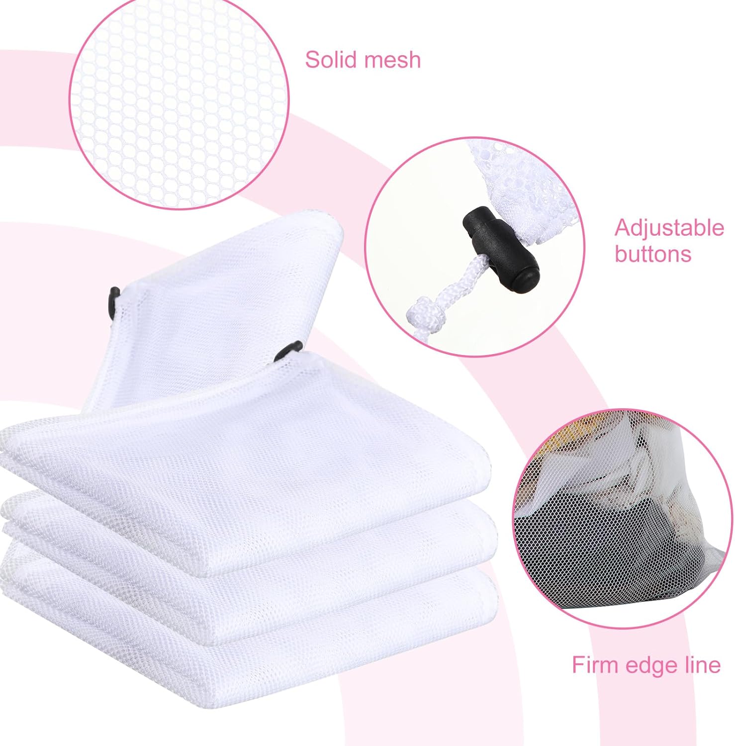 Berlune 30 Pack 24 x 36 Inches Large Mesh Bags for Laundry, Wash bags, Sturdy Mesh Material Closed with Drawstring, Factory, University, Dormitory, Travel and Apartment Dweller (White)