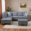 L-Shaped Sectional Sofa with Movable Chaise & Storage Ottoman, Lounge 3-Piece Modular Convertible Couches for Living Room, Apartment & Office, Grey