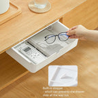 Poeland Under Desk Drawer Self-Stick Storage Organizer for Office Home School Large Size White 2 Pack