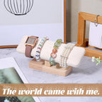 Wooden Watch Display Stand Wood T-Bar Bracelet Display Stand Jewelry Organizer Holder with Faux Suede Surface for Watches, Bangles, Scrunchies, Home Use, Retail Displays Selling 7.6x1.9x3.5inch
