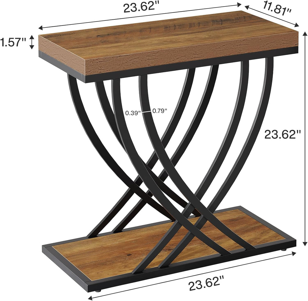 Tribesigns Side Table Set of 2, Narrow 2-Tier End Table for Living Room, Indu...