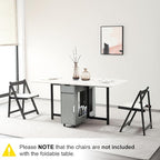 Foldable Space Saving Dining Table Extendable, Folding Dining Table with Storage and Wheels 2-Layers, Versatile Drop Leaf Table Modern for Living Room, Kitchen, RV Campers (Grey)