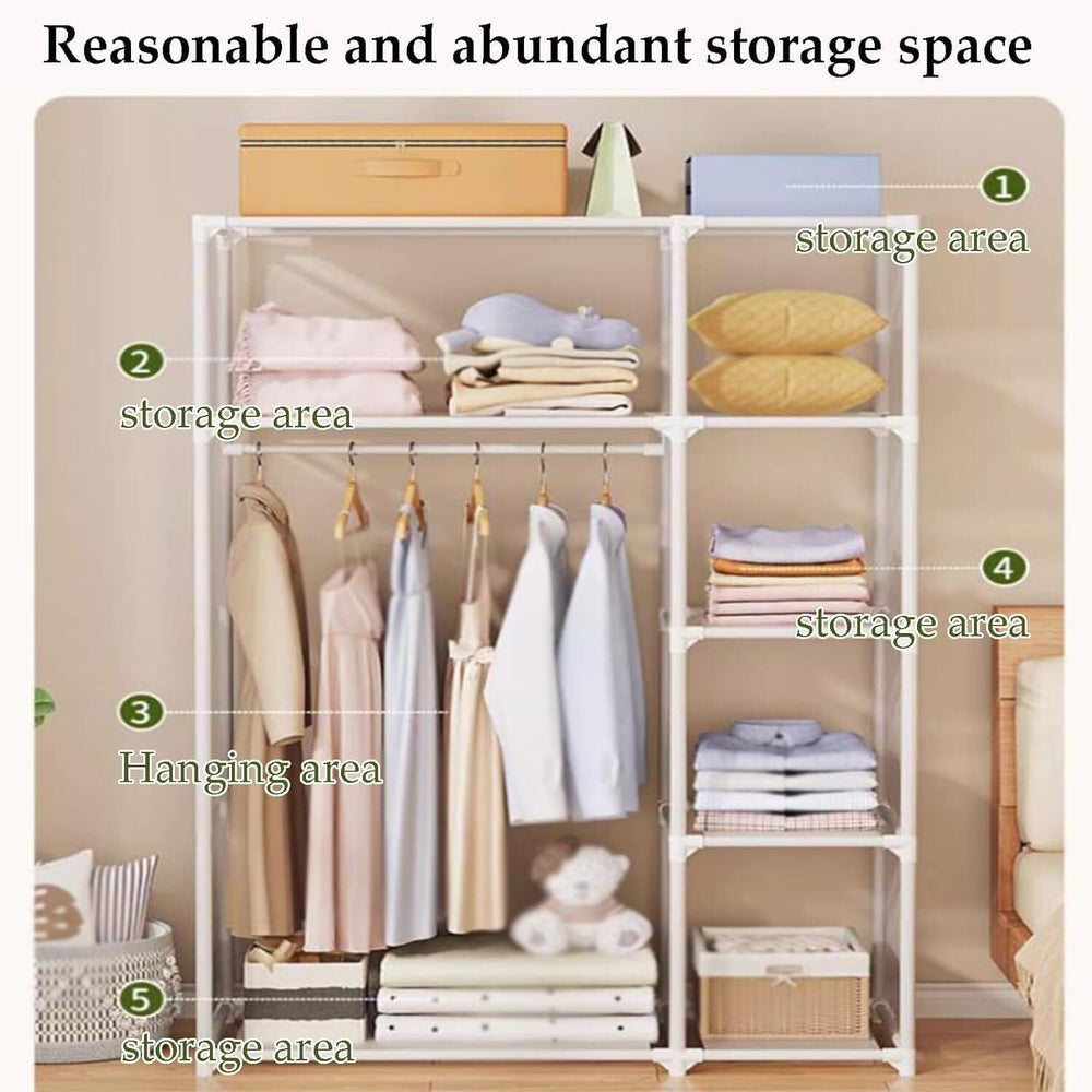 Portable Wardrobe - Heavy-Du Steel e with Hanging Rod & STO Cartment - Bl...