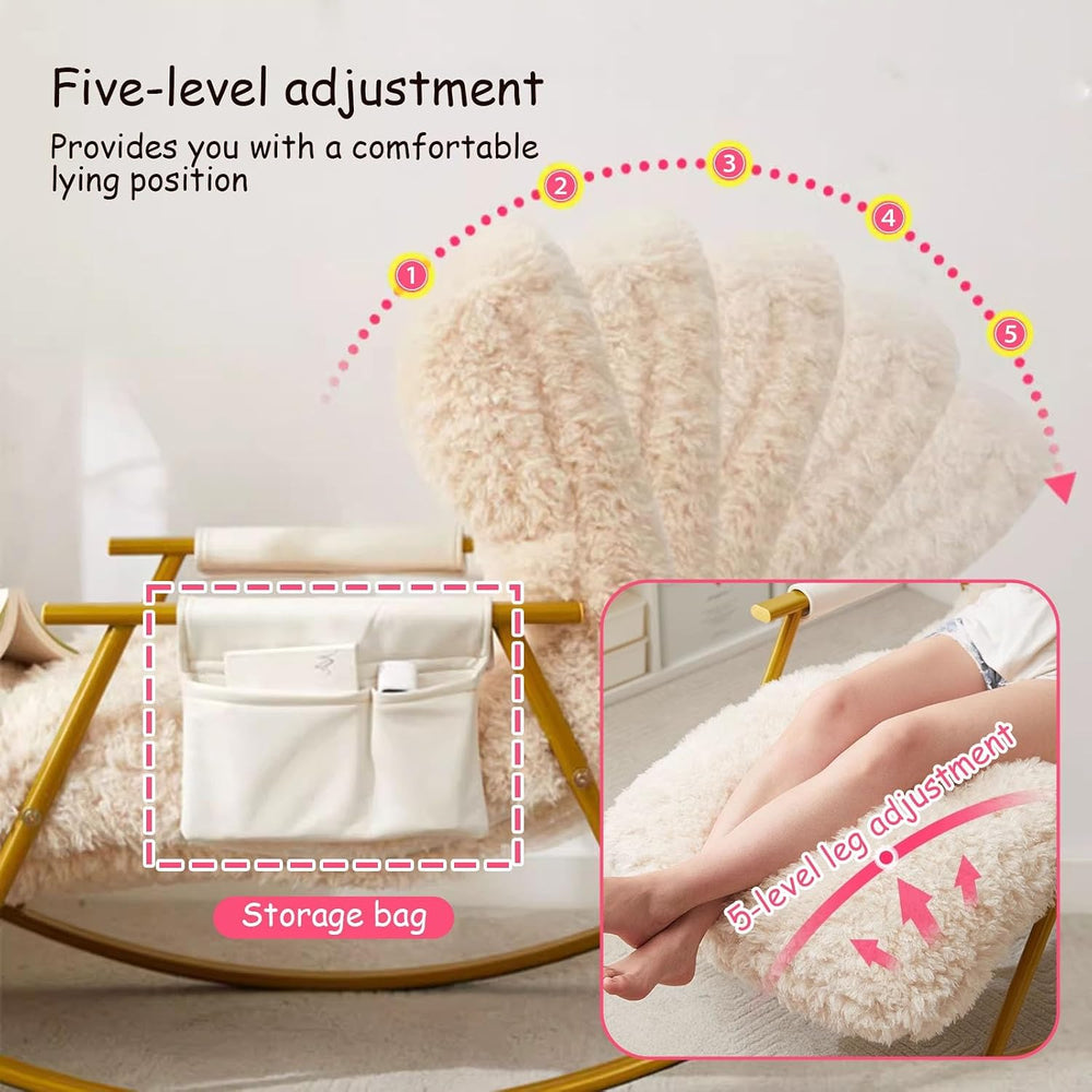 Fluffy Armchairs with Adjustable High Backrest, Rocking Chair with Side Pocke...