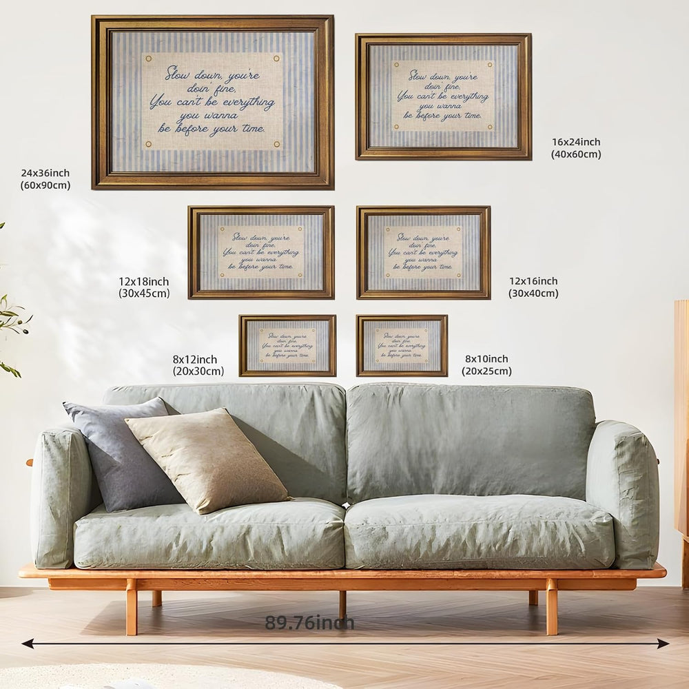 Vintage Gold Framed Wall Art Slow Down You're Doing Fine Music Poster Upl...