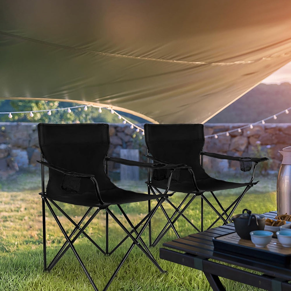 Leonyo 2 Pack Camping Chairs for Adults, Lawn Chairs with Table, Heavy Duty F...