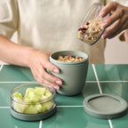 Mepal - Cereal cup compartment Ellipse - Cereal cup To Go - Space for snacks and toppings - Easy rotation opening - Dishwasher safe - 200 ml - Nordic blue