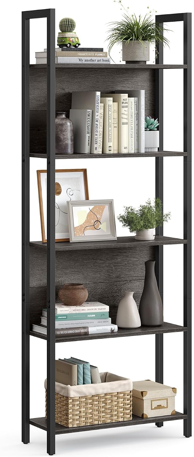 VASAGLE 5 Tier Bookshelf, Free Standing Bookcase Storage Organizer