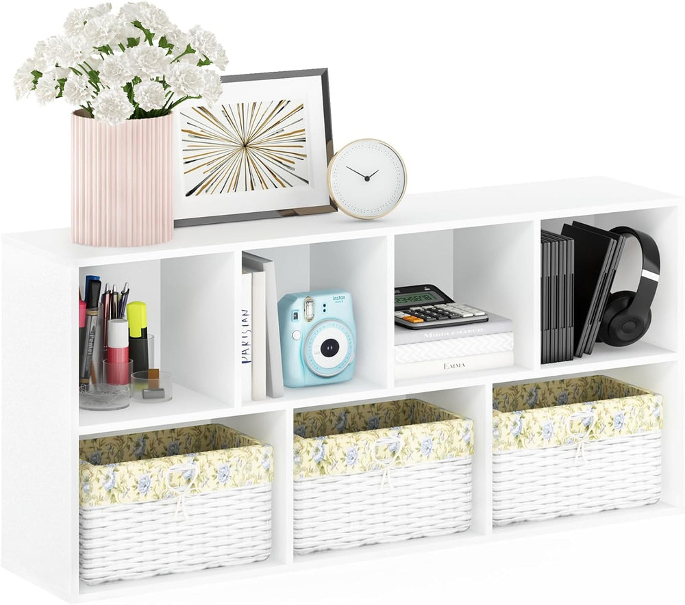 Furinno LUDER Book Shelf, 7-Cube Bookshelf, Bookcase with Open Shelves, 9.4 x...