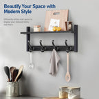 Tatub 20" Rustic Coat Rack Wall Mount with Shelf, Wall Hooks with Shelf, Heavy Duty Entryway Organizer Hangers for Hanging, Hat, Bag, Jacket for Bathroom, Living Room, Bedroom, Black