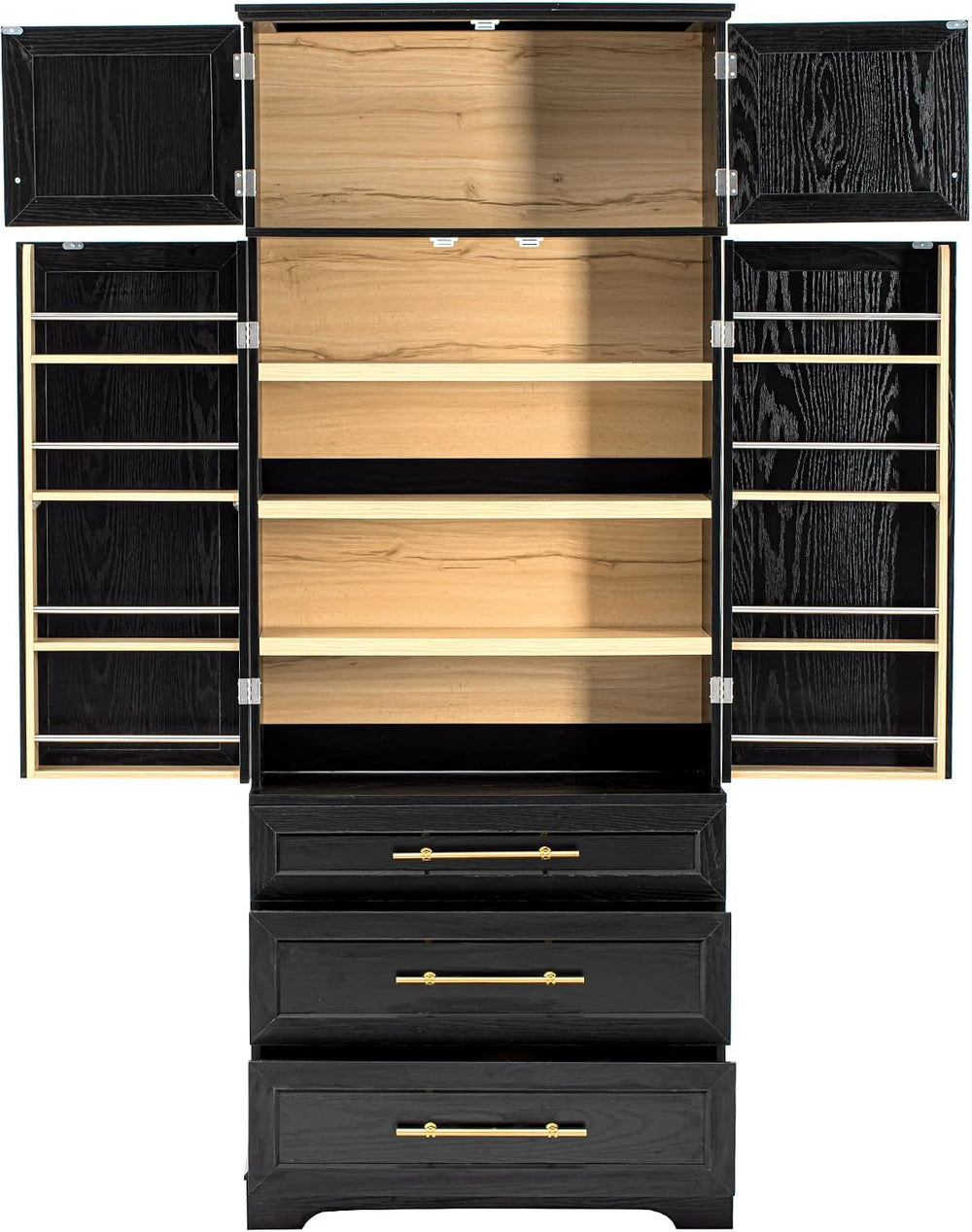 JIJIWANG Kitchen Pantry Storage Cabinet with Doors & Adjustable Shelves,F...