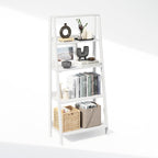 Furinno Ladder Display Shelf, 5-Tier Ladder Shelf, Standing Bookshelf, Display Storage Shelves, 13 x 23.6 x 53.5, for Living Room, Home Office, White