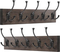 IBosins 2 Pack Coat Rack Wall Mount, 17'' Old Wood Color Coat Hanger, Rustic Wooden Metal Coat Hooks Rail for Entryway Living Room Coat Jacket Scarf Bag Towel Hat