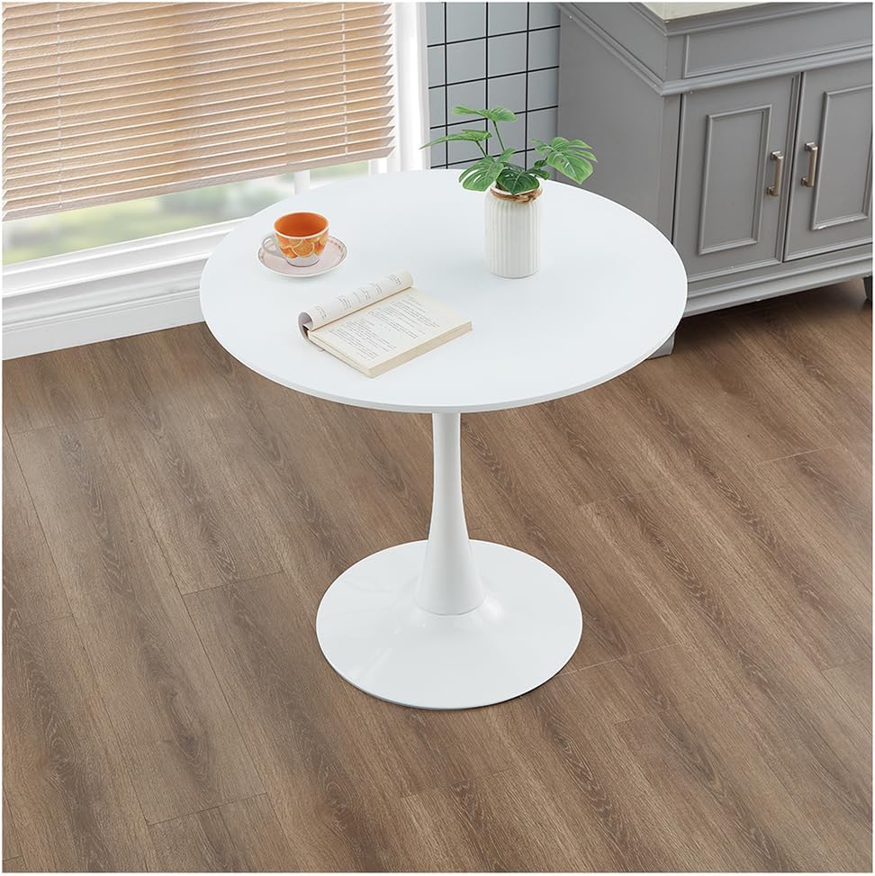 23.4" Tulip Dining Table, White, Perfect for 2-4 People, Mid-Century Mod...