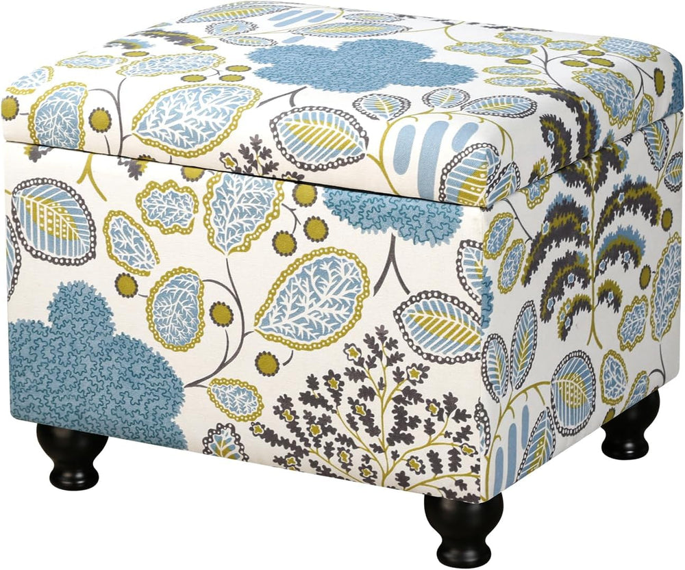 Adeco Colorful Storage Ottoman with Storage, 21" Linen Fabric Ottoman Fo...