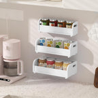 Wisuce Tea Holder for Tea Bags Organizer - White Bamboo Tea Organizer for Tea Bags 3-Tier Stackable Wall Mount Large Capacity Tea Storage Box to Pantry Countertop Kitchen Office