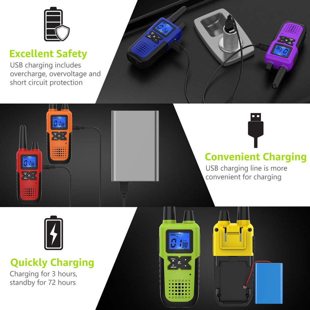 Topsung Walkie Talkies Long Range FRS IVOX NOAA 1800mAh ‌LiPo HD Loud Sound