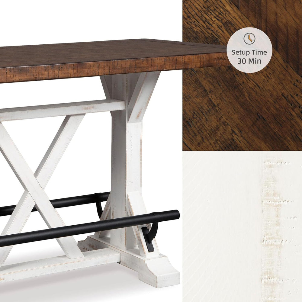 Signature Design by Ashley Valebeck Counter Height Dining Table, Rustic Farmh...