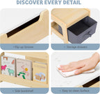 OOOK 4 in1 Kids Table and Chair Set with Storage Drawer and Book Rack | Wood Kids Craft Table with Whiteboard, Blackboard, Detachable Tabletop, Activity Table for Classroom