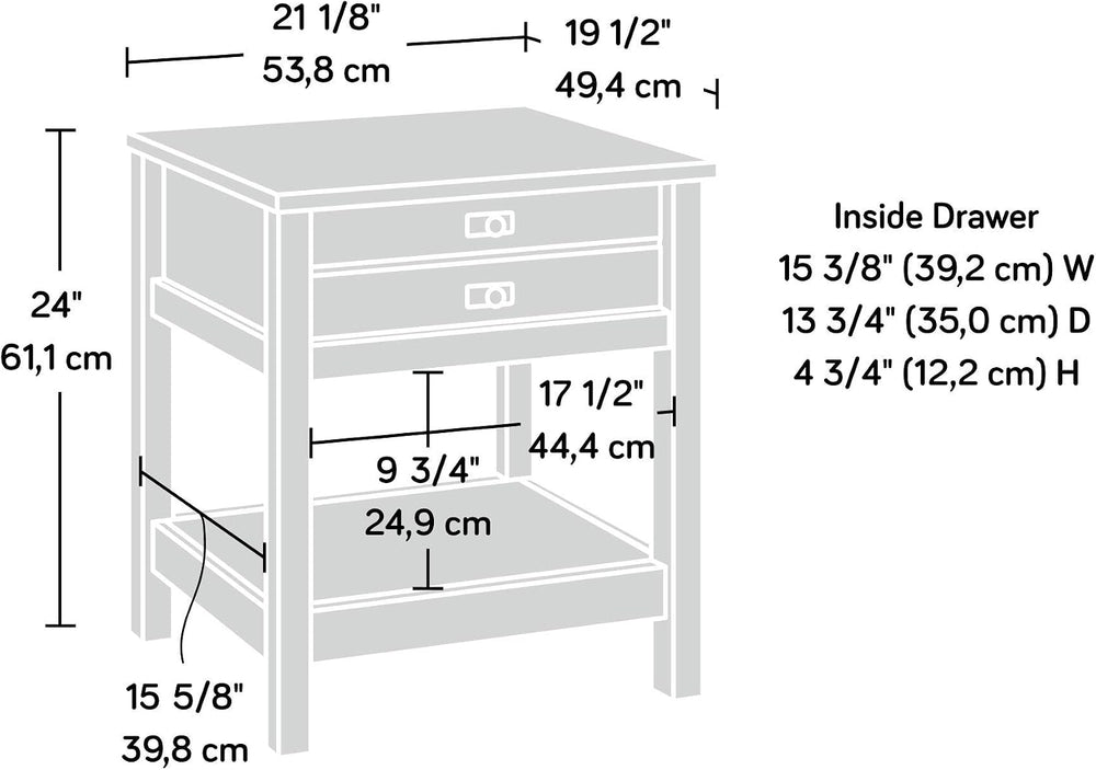 Sauder Cottage Road Nightstand, Farmhouse Style, Soft White with Oak Top