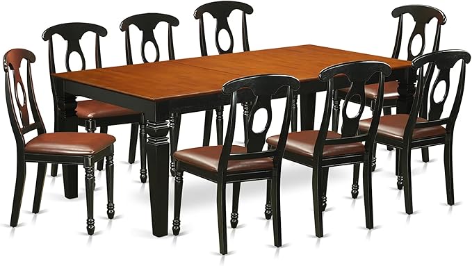East West Furniture LGKE9-BCH-LC 9 Piece Dining Set Includes a Rectangle Dini...