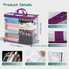 5PACK Clear Zippered Storage Bags for Clothes, 22L Closet Organizers Bag, and Blanket Storage Bags for Bedding, Linen, Blankets, Comforters, Clothing & Toys (Purple)