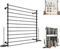 12 Layers Black Wall Display Stand Wrapping Paper Ribbon Organizer Holder Storage Scarf Tie Belt Towel Spool Sewing Tool Hijab Metal Shelving for Home, Retail Stores, Flower Shop,Studio-120cm