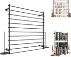 12 Layers Black Wall Display Stand Wrapping Paper Ribbon Organizer Holder Storage Scarf Tie Belt Towel Spool Sewing Tool Hijab Metal Shelving for Home, Retail Stores, Flower Shop,Studio-120cm