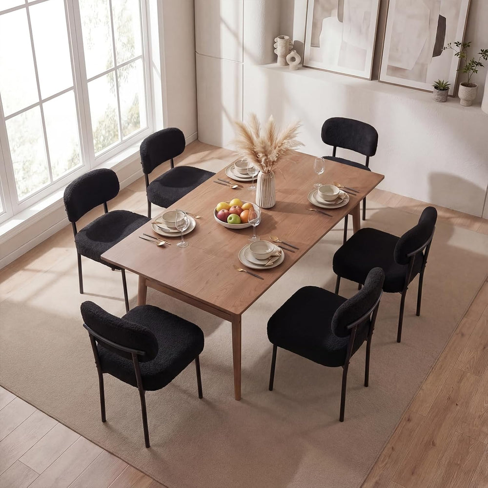 Black Boucle Dining Chairs Set of 4
