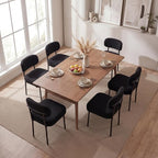Dining Chairs, Black Boucle Dining Chairs, Kitchen Dining Room Chairs Curved Backrest Comfortable Upholstered Mid Century Modern for Dining Room Decor (4, Black)