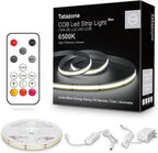 White COB Led Strip Light Max with RF Remote, 16.4ft 6500K Dimmable Ultra Bright Daylight White COB Light Strip, Indoor COB Led Lights for Mirror, Ceiling, Kitchen, Room, Cabinet, Closet