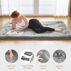 Japanese Floor Futon Mattress Twin Size 38"x 80", 2.5'' Thick Foldable Roll Up Floor Bed Sleeping Pad, 25D Foam Filled Tatami Mat with Straps for Guest Room, Dormitory & Camping, Grey