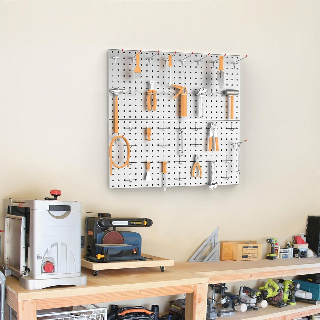 TORACK 2-Pack 12x24 inch Metal Pegboard Panels for Garage Wall, Tool Storage Pegboard for Workbench, Workshop, Tools Organizer Peg Board for Pegs(Grey)