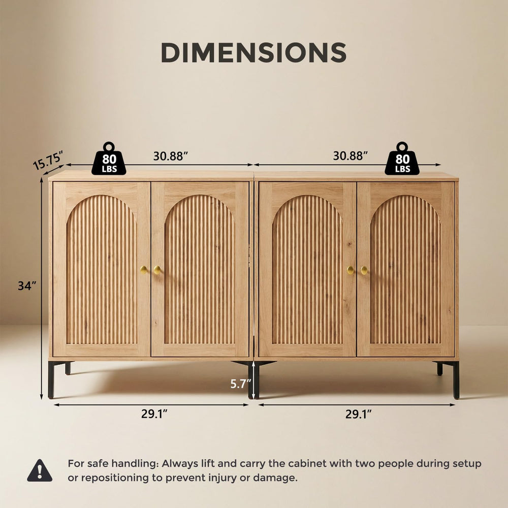 IFBUY Modern Sideboard Buffet Cabinet, 61.75" W Fluted Arched Buffet Cab...