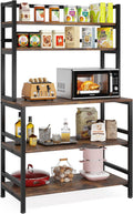 Tribesigns 5-Tier Kitchen Bakers Rack with Hutch, Industrial Microwave Oven Stand, Free Standing Kitchen Utility Cart Storage Shelf Organizer (Rustic Brown)