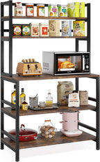 Tribesigns 5-Tier Kitchen Bakers Rack with Hutch, Industrial Microwave Oven Stand, Free Standing Kitchen Utility Cart Storage Shelf Organizer (Rustic Brown)