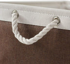 Large Storage Baskets for Shelves, Fabric Baskets for Organizing, Collapsible Storage Bins for Closet, Nursery, Clothes, Home & Office [3-Pack, White&Brown]