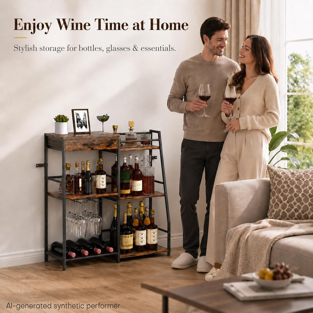 Homde Wine Rack Freestanding Floor: 3-Tier Liquor Bottle Display Stand | Vint...