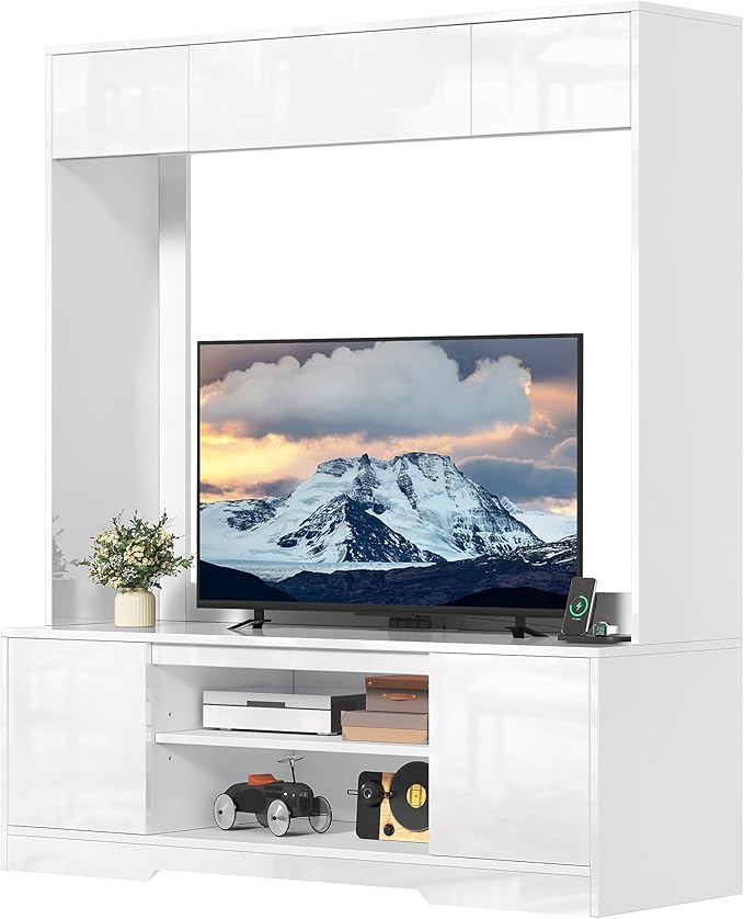 YITAHOME Wall Unit Entertainment Center for 65 Inch TV, Tall TV Stand with Po...
