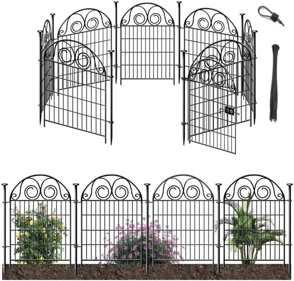 Getlay Tall Garden Animal Barrier Fence with Gate, 36 in(H)×17.5 Ft(L) 8 Pane...