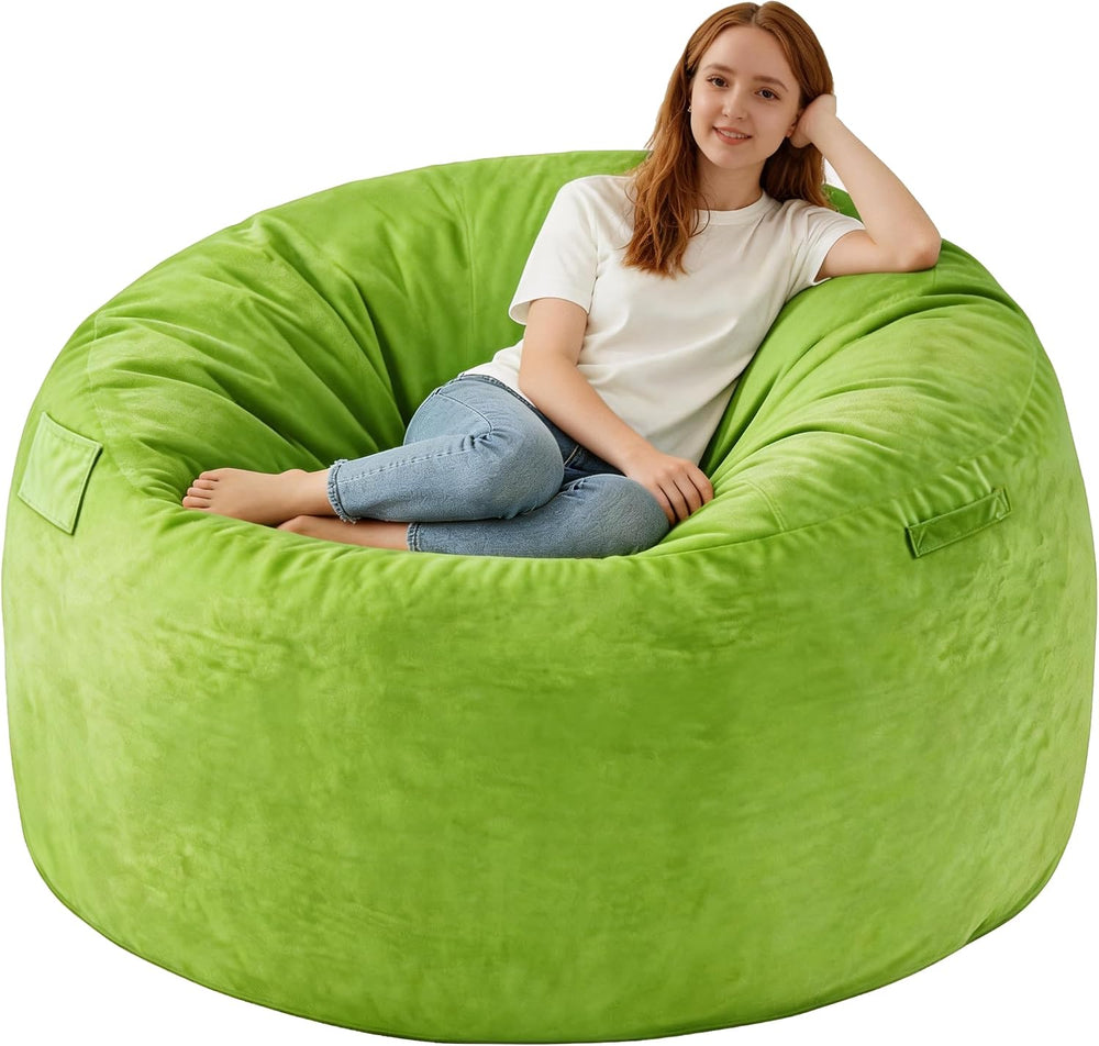 5FT Bean Bag Chair, Large Bean Bag Chairs with Memory Foam Filled, Fluffy Bea...